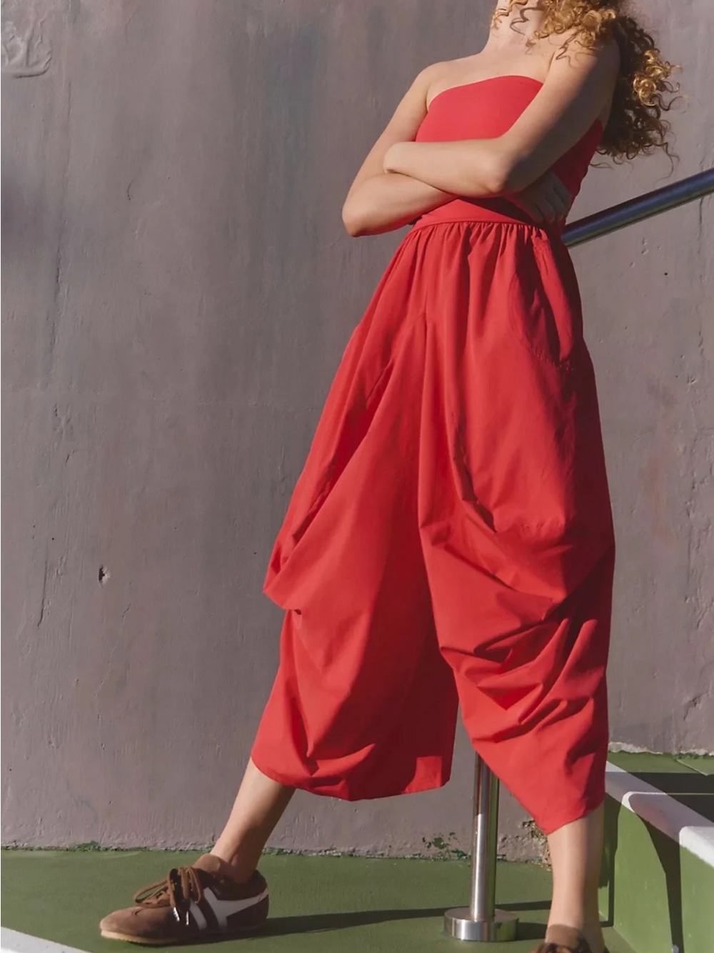 FP Movement by Free People Strapless Wide-Leg Jumpsuit in Red